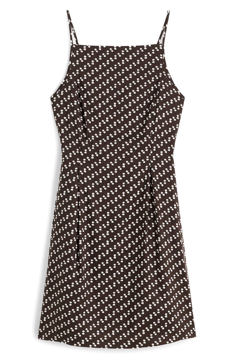 Madewell Dot High Neck Linen Blend Minidress, Alternate, color, Soft Charcoal