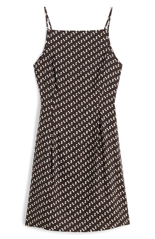 Madewell Dot High Neck Linen Blend Minidress In Multi