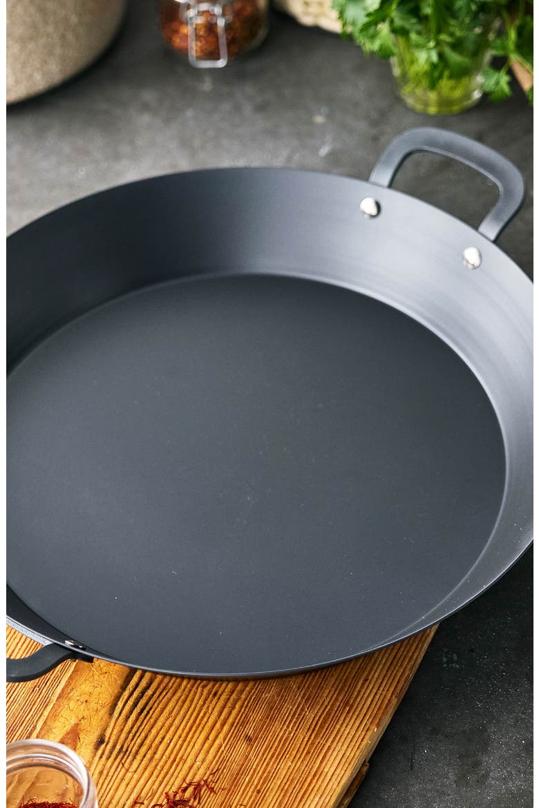 x Bobby Flay 15" Carbon Steel Paella Pan, Alternate, color, BLACK