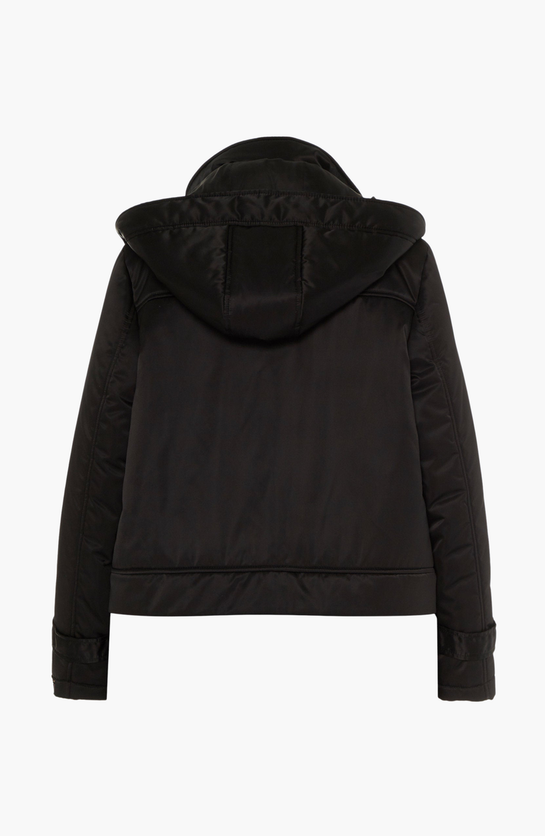 CAALO Sustainable Convertible Satin Down Coat, Alternate, color, Black