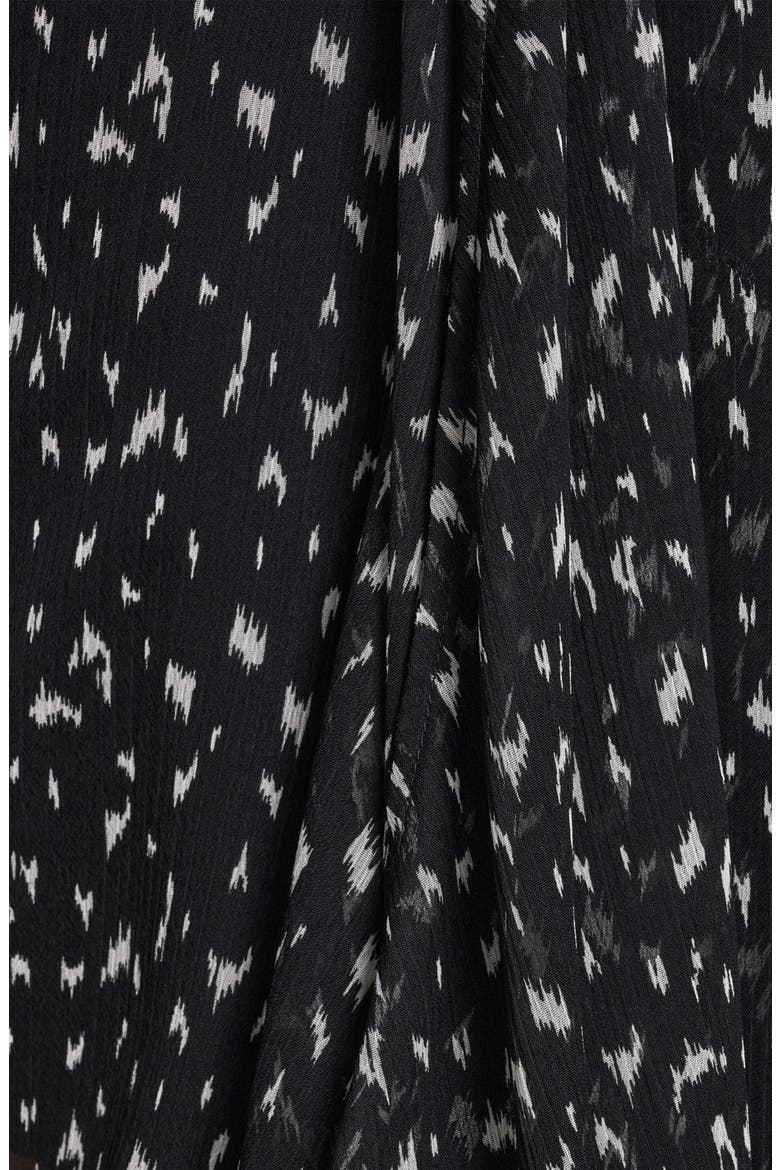 Print Wrap Front Long Sleeve Dress, Alternate, color, BLACK/ ECRU