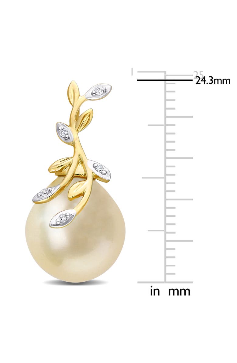 Julianna B. Pearl & Diamond Leaf Design Earrings 14k, Alternate, color, South Sea Pearl/Yellow Gold