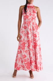 MELLODAY Abstract Maxi Halter Dress