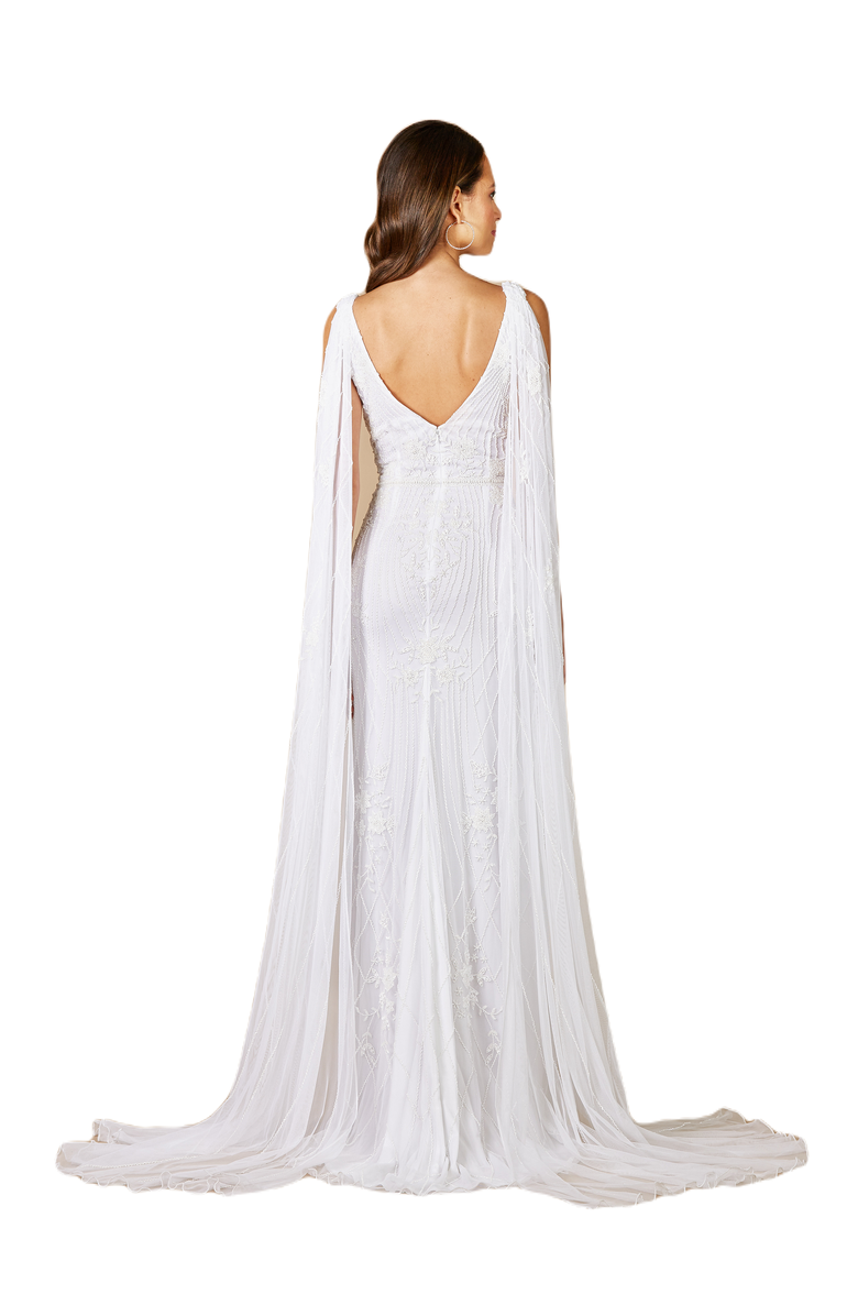 LARA New York Gia Beaded Tank Wedding Dress with Streamers, Alternate, color, 