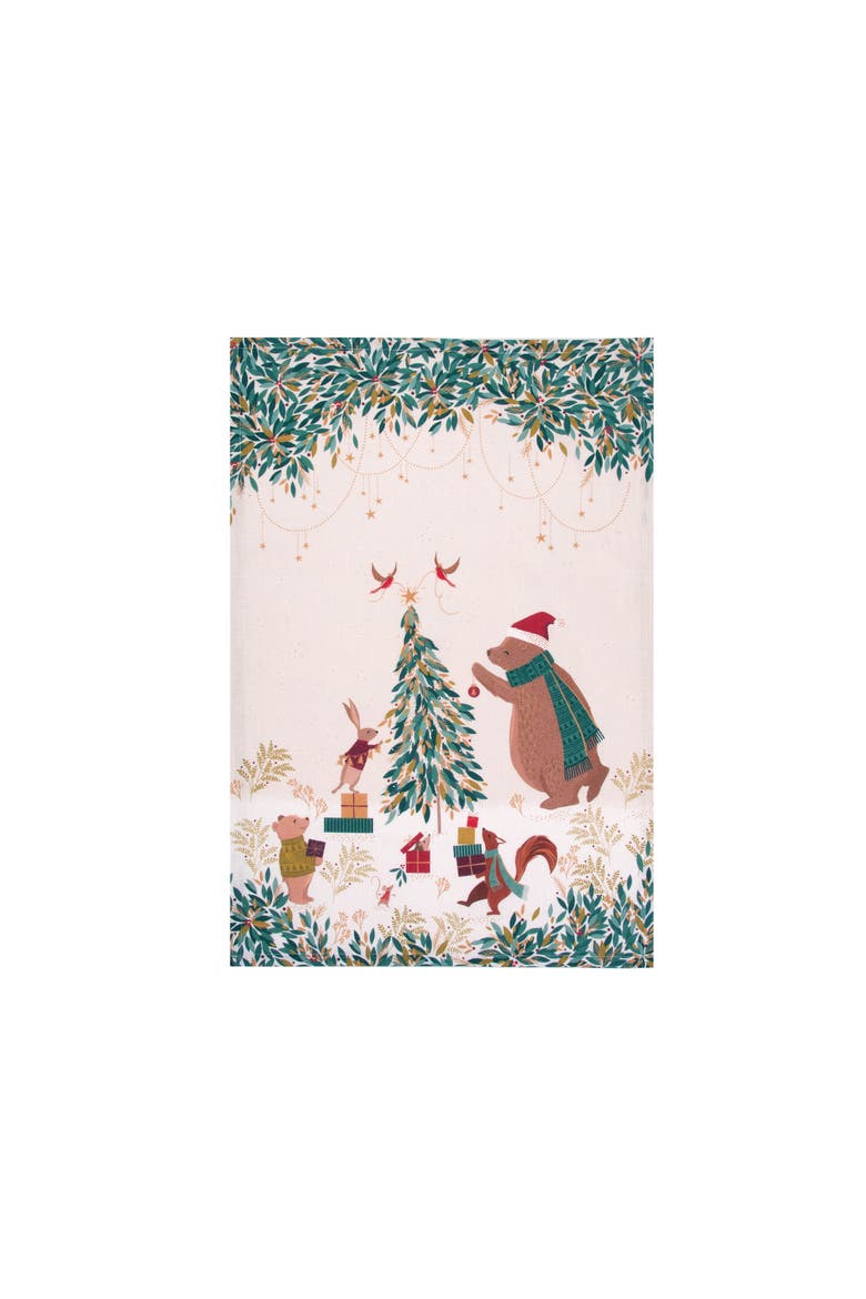 Tree Decorating Kitchen Dishtowel, Main, color, Beige
