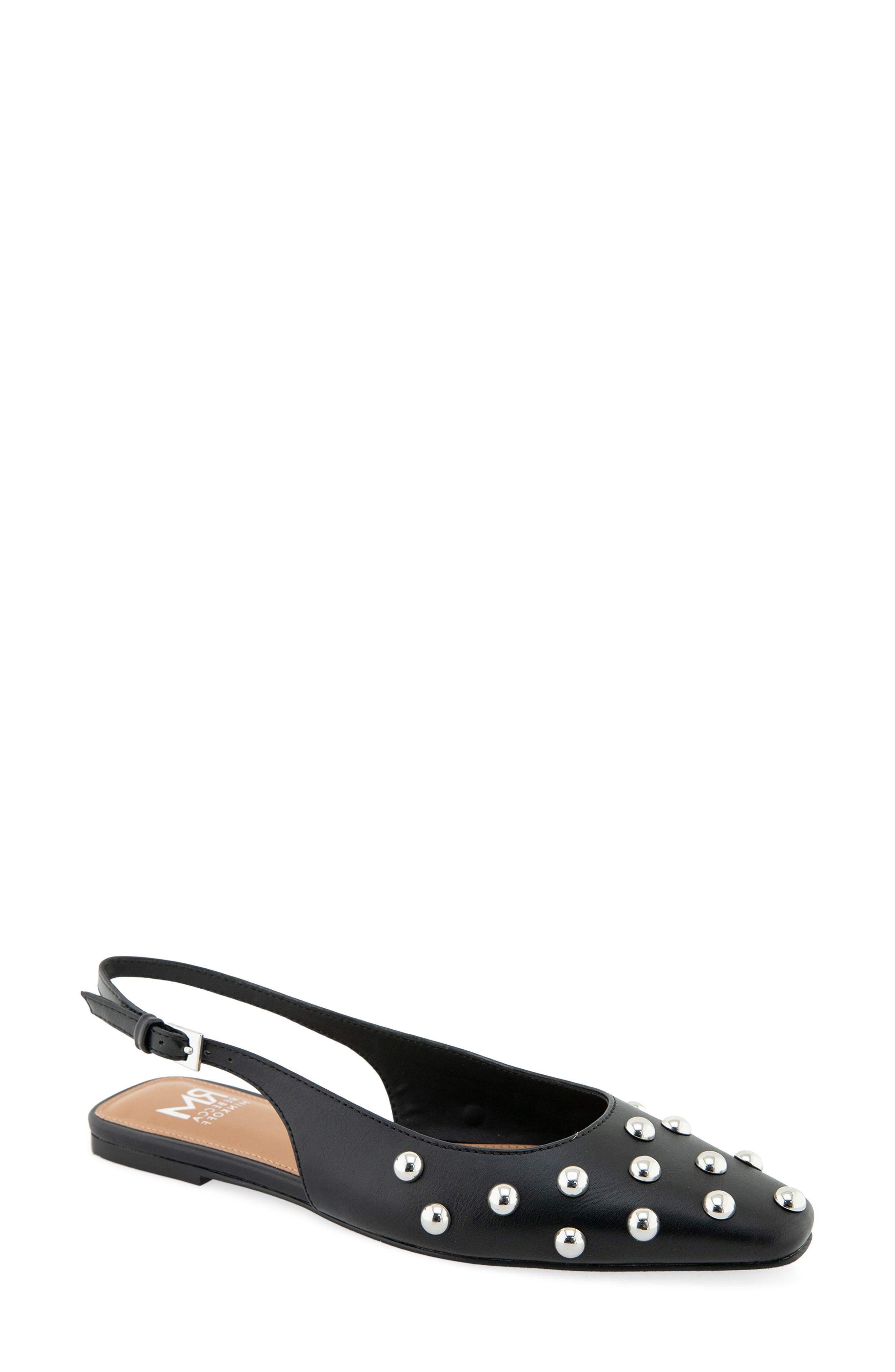 Davina Faux Leather Studded Slingback Flat