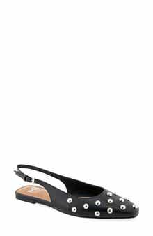 Davina Faux Leather Studded Slingback Flat