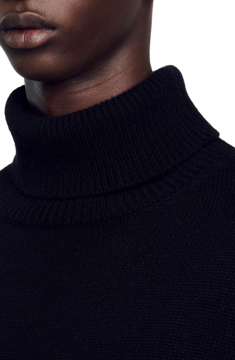 SANDRO Wool and cashmere turtleneck sweater, Alternate, color,