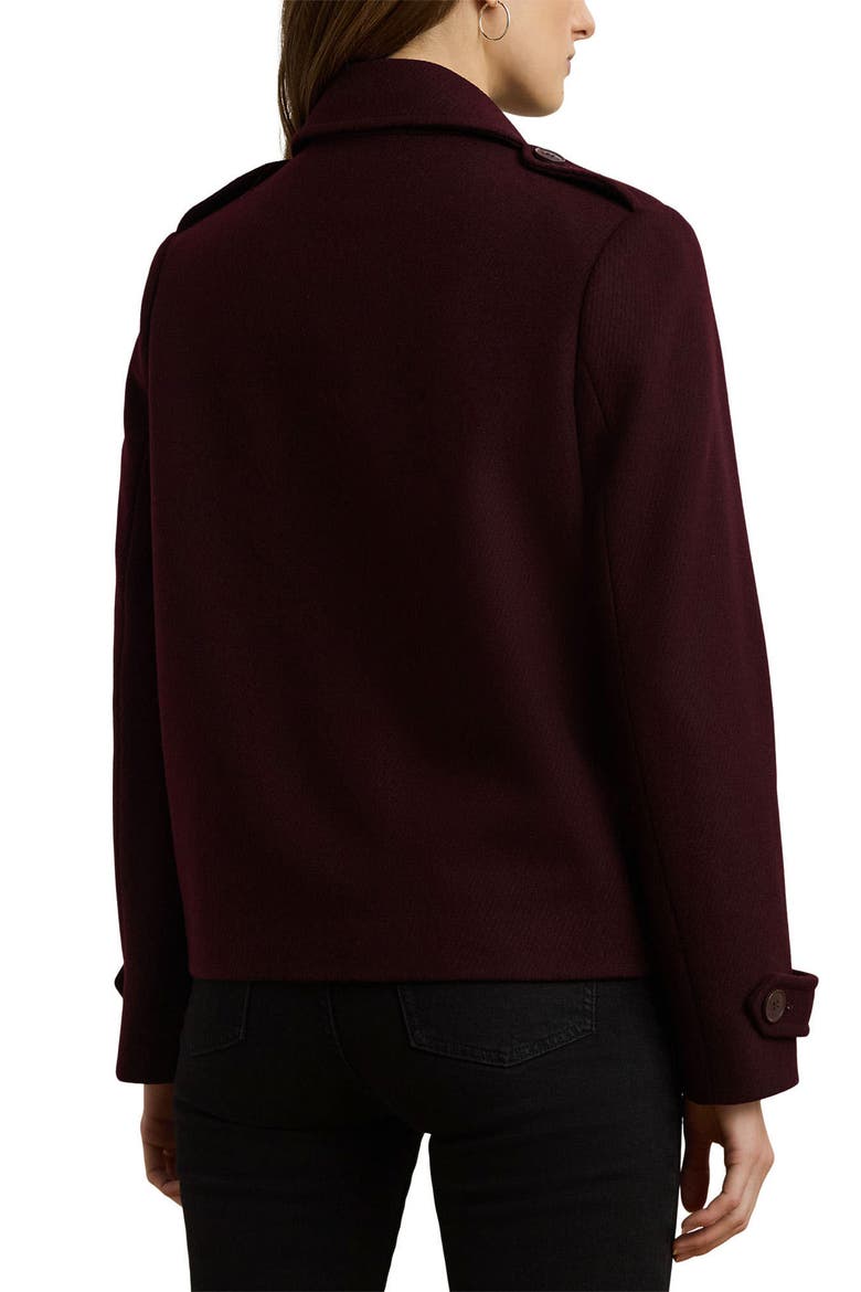Double Breasted Wool Blend Twill Jacket, Alternate, color, PINOT NOIR