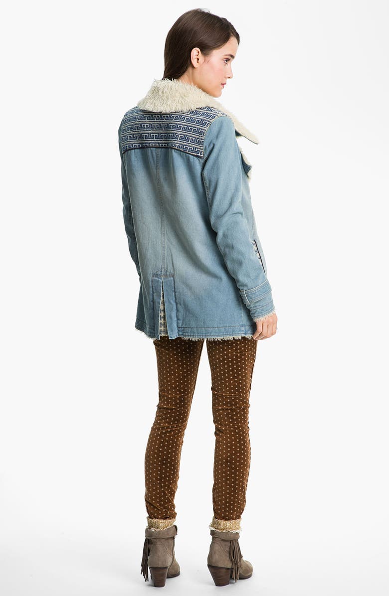 Free People Faux Shearling Lined Denim Coat, Alternate, color, 
