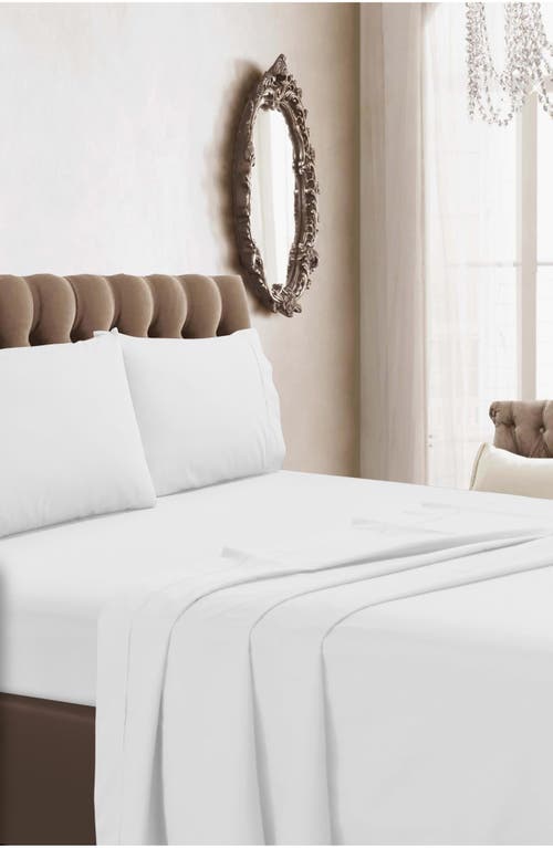 Azores Home 350 Thread Count Cotton Percale Sheet Set In White