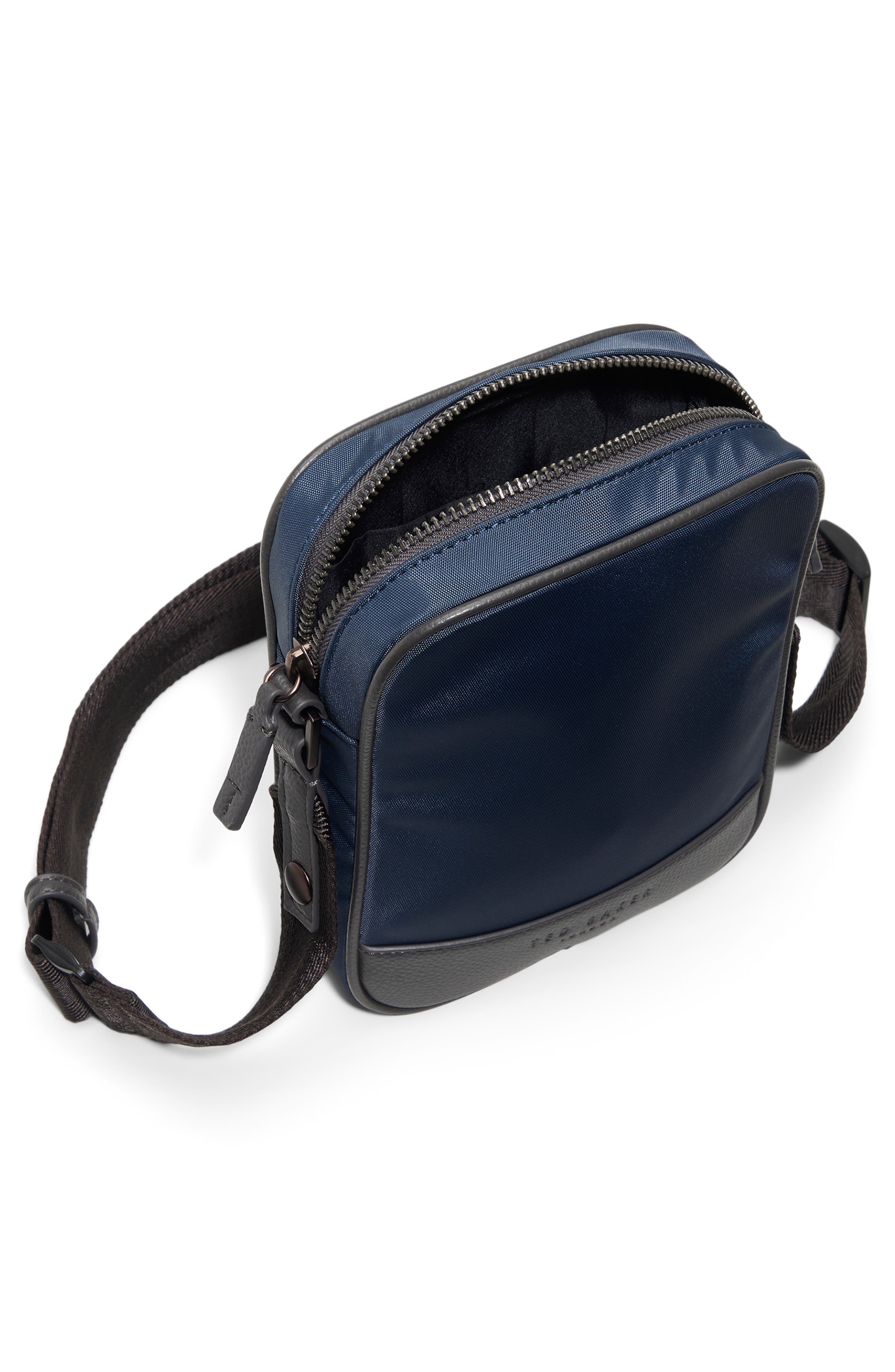 Ted Baker London Fairford Sling Crossbody Bag, Alternate, color, Navy Nylon/ Black Coffee