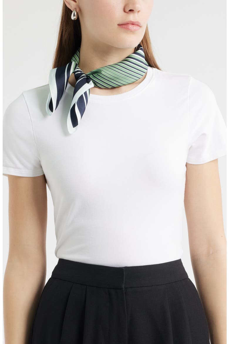 Print Silk Square Scarf, Main, color, GREEN SQUARE GEO