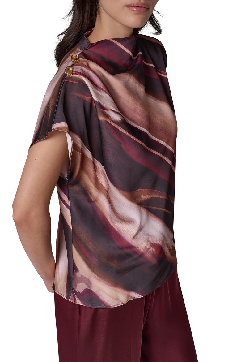Printed High Neck Sleeveless Top, Alternate, color, BLACK CHERRY