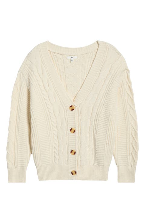 Relaxed Cable Stitch V-Neck Cardigan