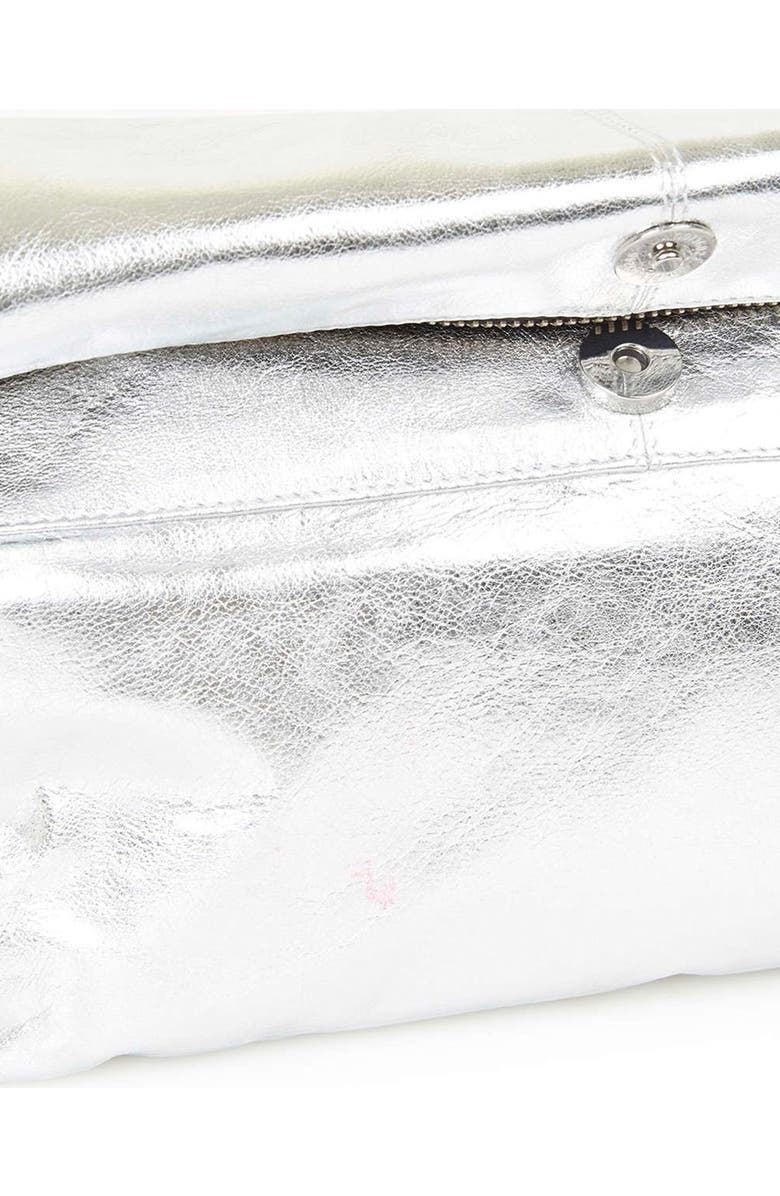 Topshop Metallic Leather Foldover Clutch, Alternate, color,