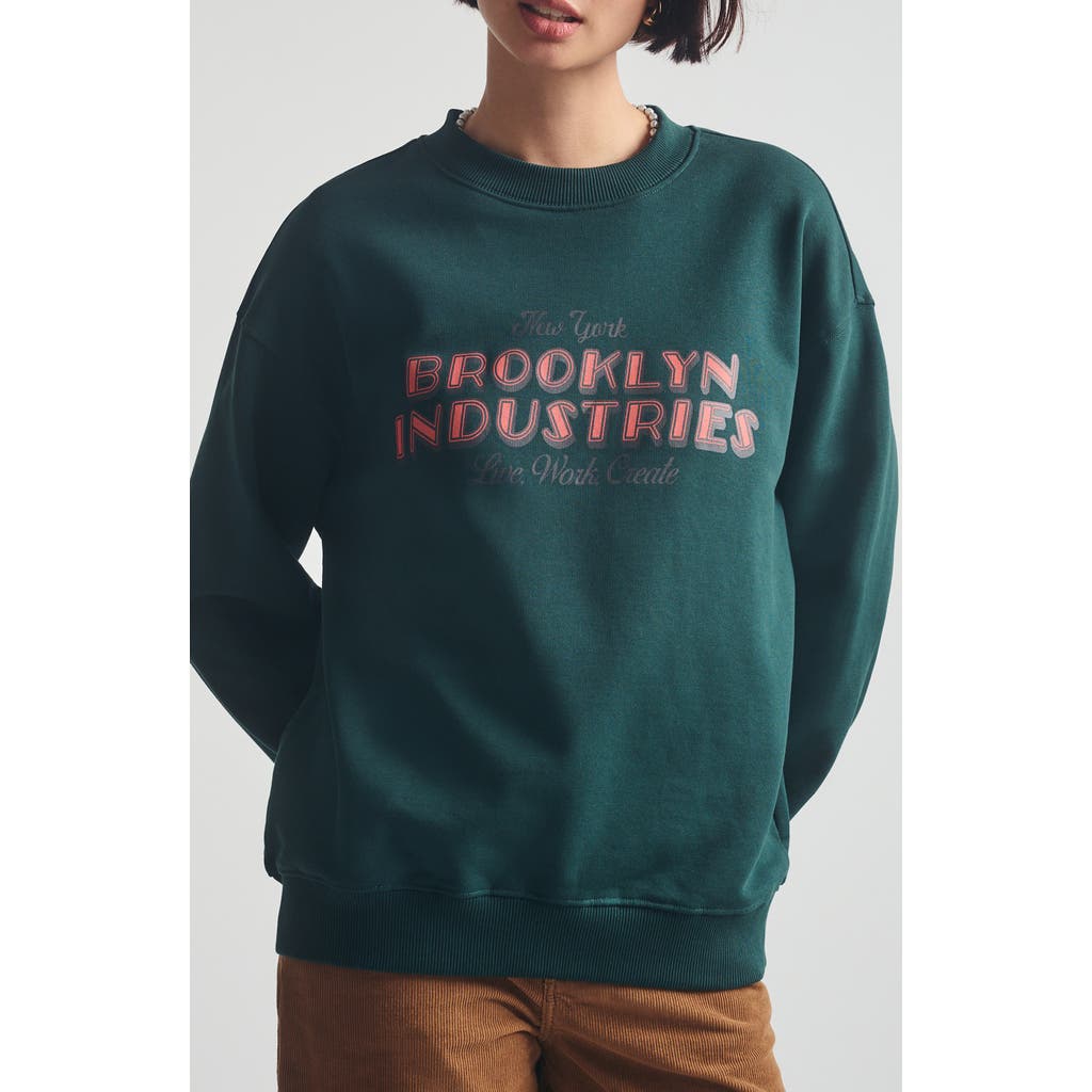 Brooklyn Industries Relaxed Graphic Sweatshirt In Green