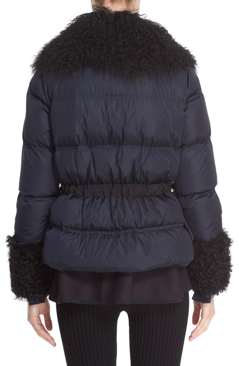 Moncler 'Amelie' Water-Resistant Down Coat with Genuine Mongolian & Genuine Kalgan Lamb Fur Trim, Alternate, color,