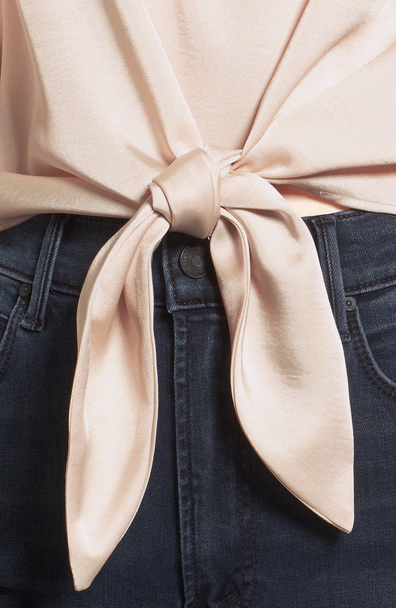 Line & Dot Vero Tie Front Satin Blouse, Alternate, color, 