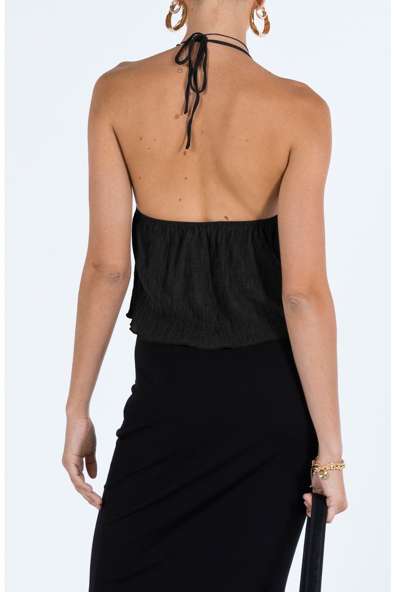 Chantria Split Tie Front Halter Top, Alternate, color, BLACK