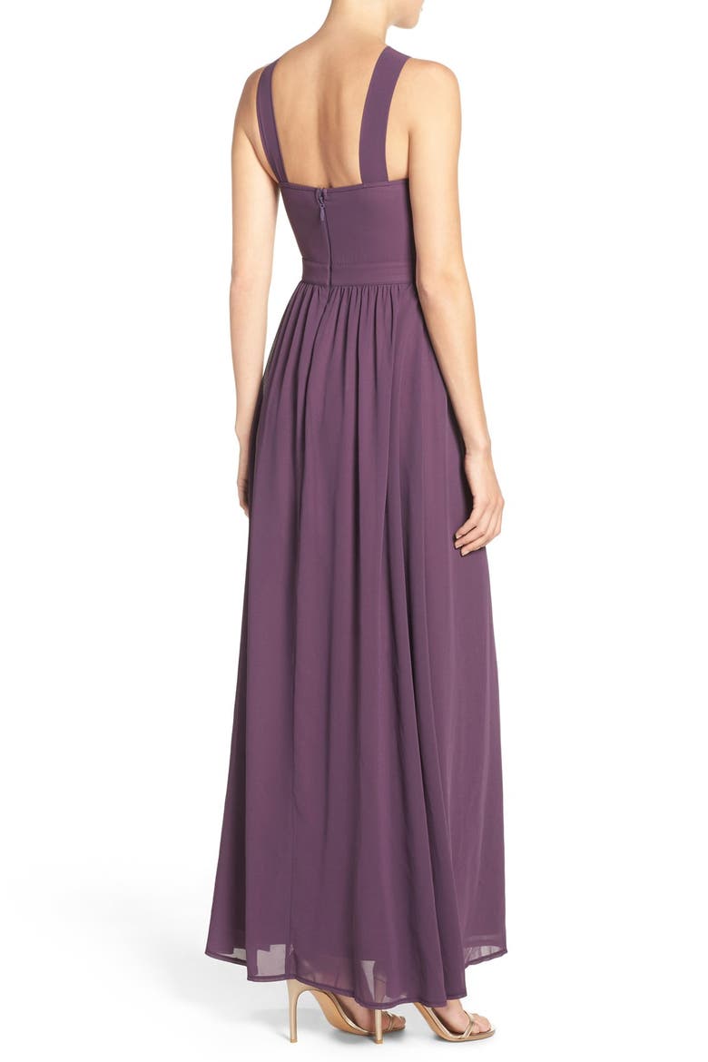 Cross Neck A-Line Chiffon Gown, Alternate, color, DUSTY PURPLE