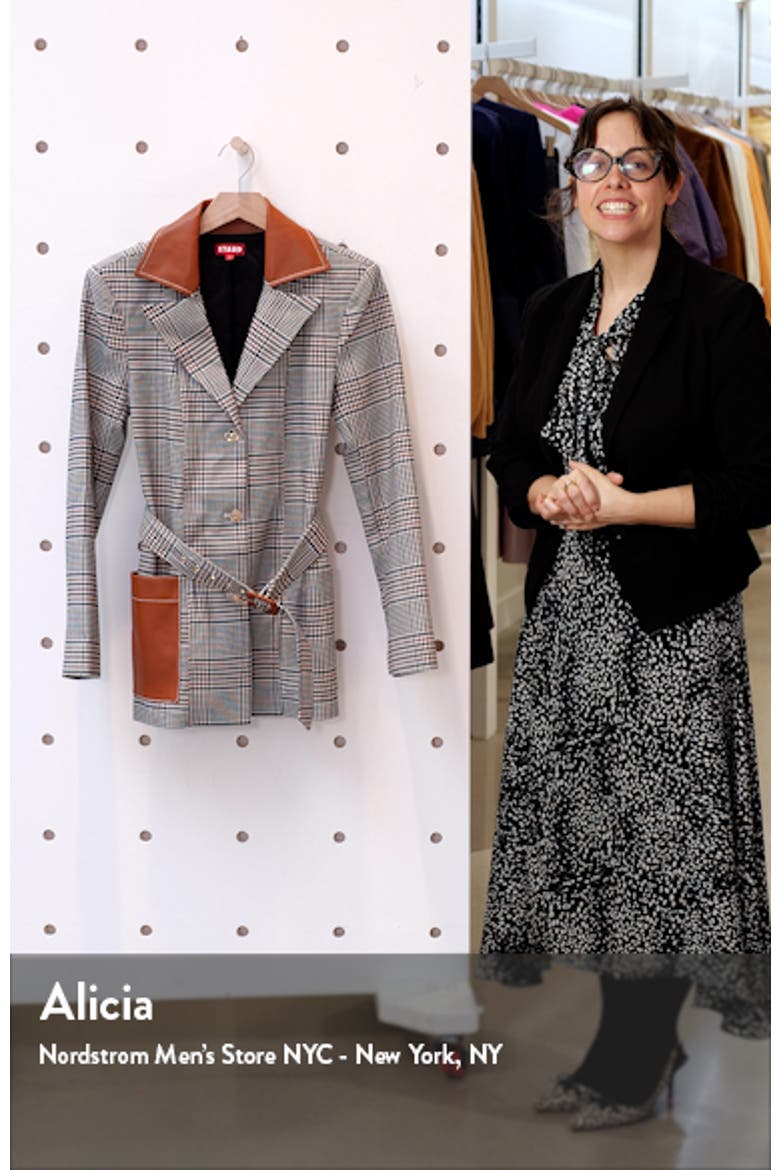 Paprika Glen Plaid Belted Jacket with Faux Leather Trim video