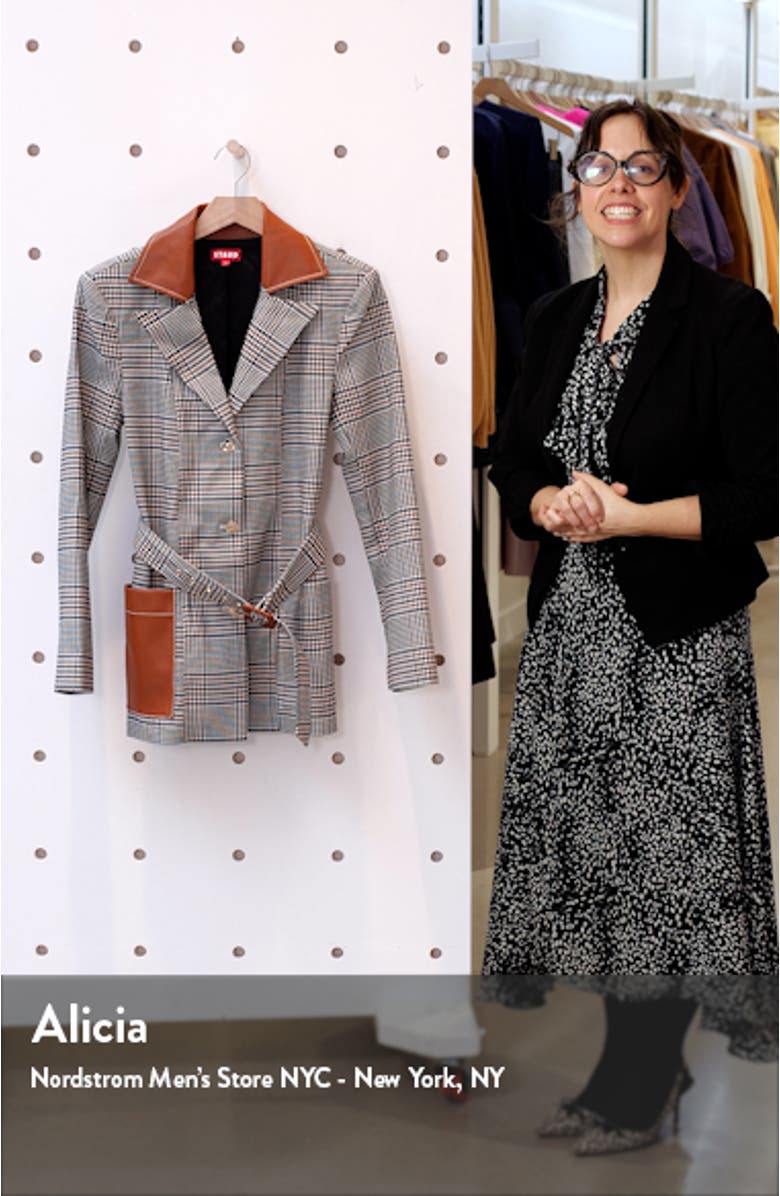 Paprika Glen Plaid Belted Jacket with Faux Leather Trim, sales video thumbnail