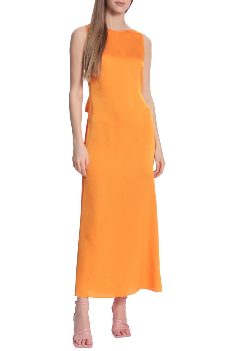 Satin Tie Back Maxi Dress, Main, color, ORANGE TIGER