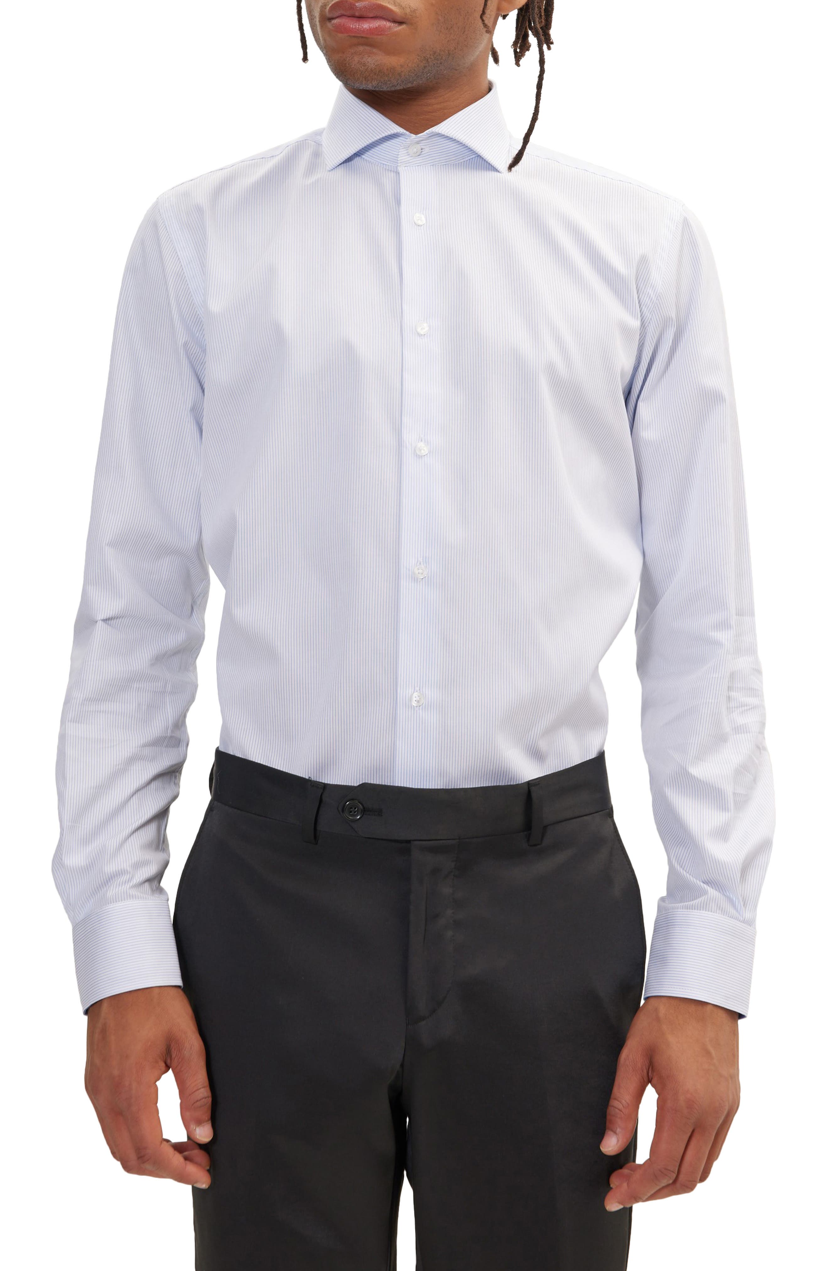Stripe French Placket Dress Shirt