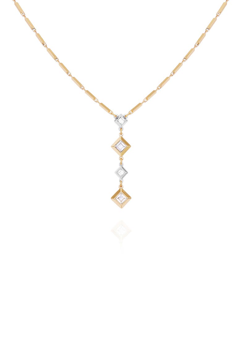 Two-Tone Geometric Crystal Pendant Necklace, Alternate, color, TWO TONE