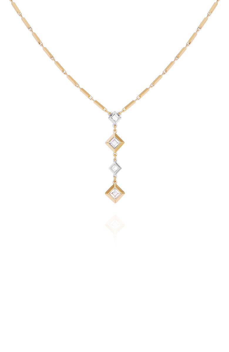 Vince Camuto Two-Tone Geometric Crystal Pendant Necklace, Alternate, color,