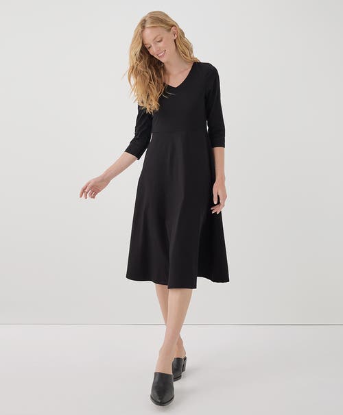 Pact Organic Cotton Fit & Flare Midi Party Dress In Black