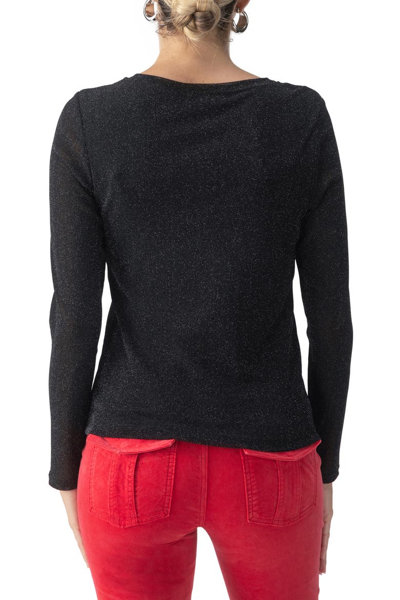 Sparkle Mesh Perfect T-Shirt, Alternate, color, BLACK