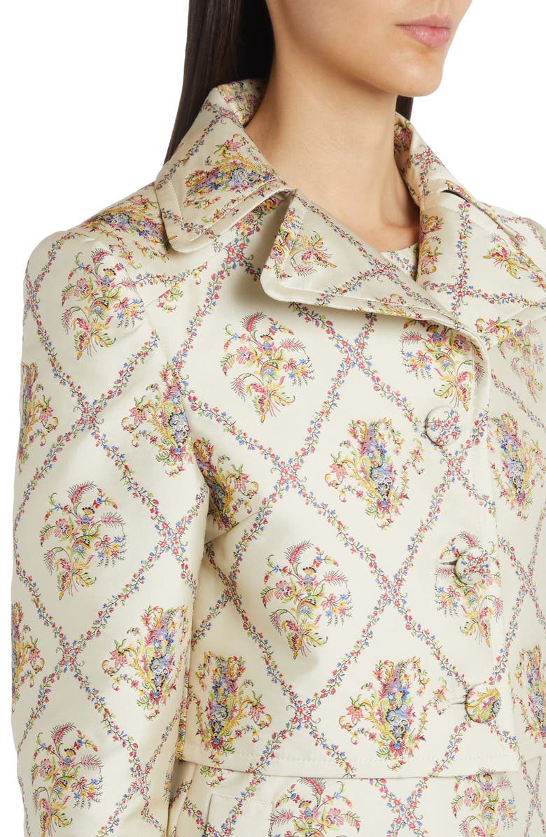 Etro Lattice Floral Jacquard Crop Jacket, Alternate, color,