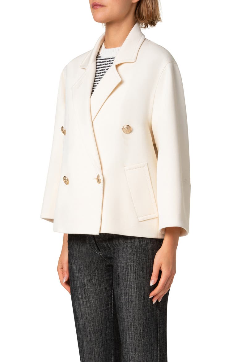 Double Breasted Wool Short Coat, Alternate, color, CREAM