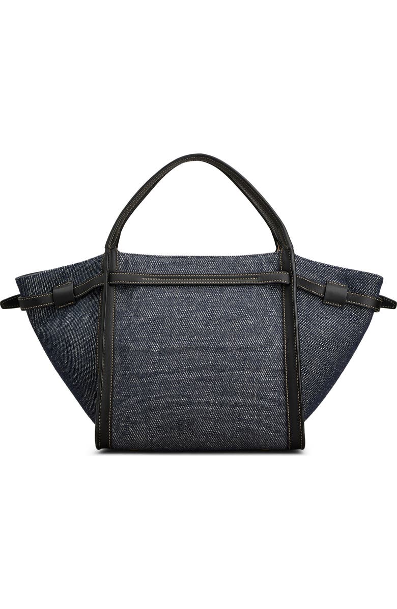 Tod's T Timeless Canvas & Leather Shopping Bag, Alternate, color, Blu Denim Chiaro/ Nero