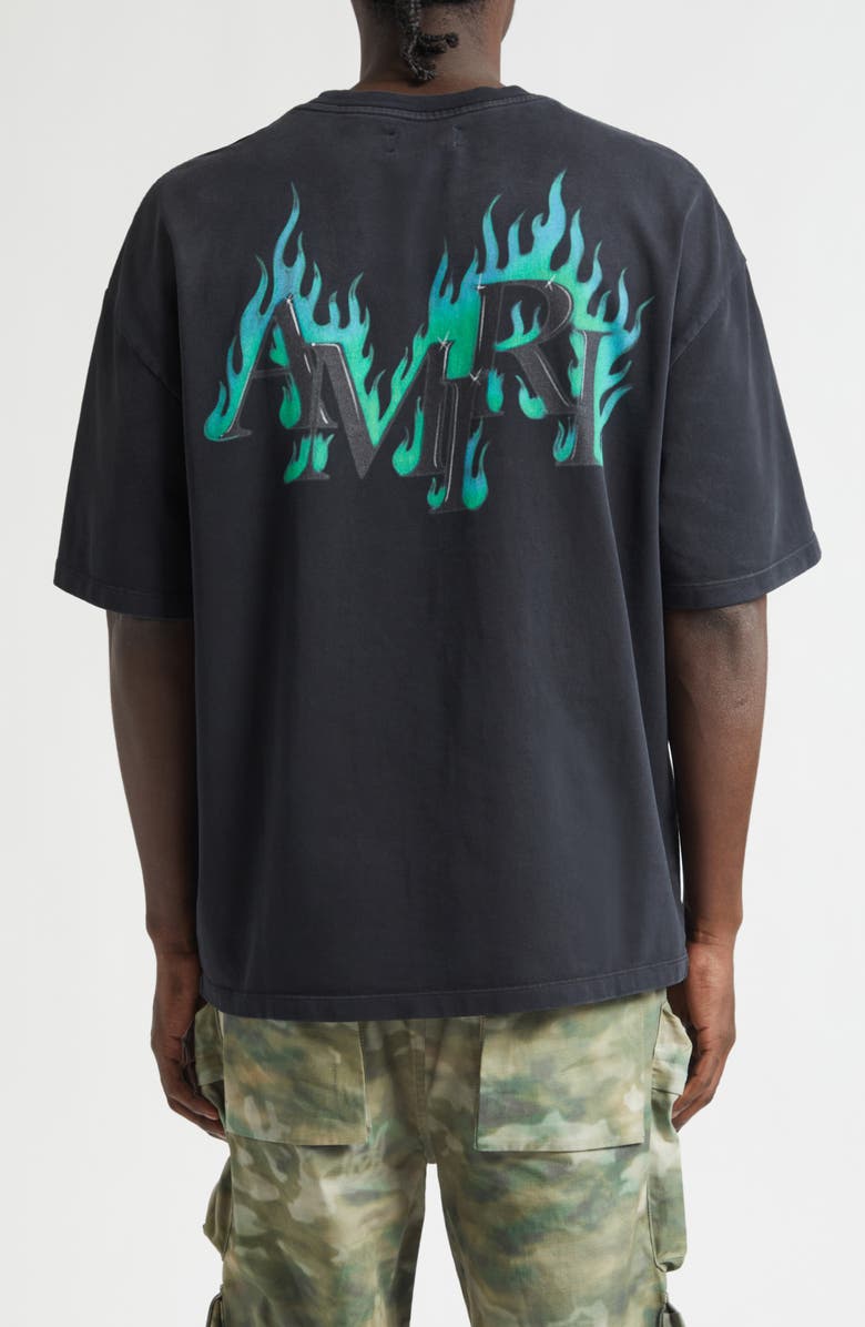 AMIRI Oversize Flames Logo Graphic T-Shirt, Alternate, color, Black