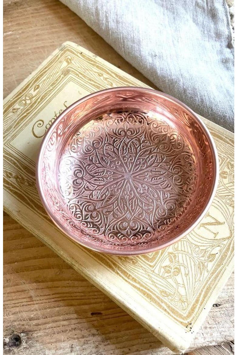 Vintage Inspired Copper Ring Dish Scroll, Alternate, color, Copper