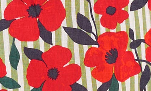 Seasalt Cornwall Birch Glade Floral Organic Cotton Midi Shirtdress In Red