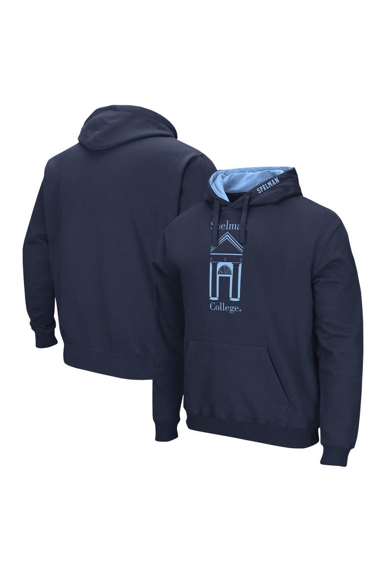 Men's Colosseum  Navy Spelman College Jaguars Arch & Logo Pullover Hoodie, Main, color, Navy