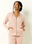 Single Stitch Lightweight Full-Zip Hoodie, Heather Pink