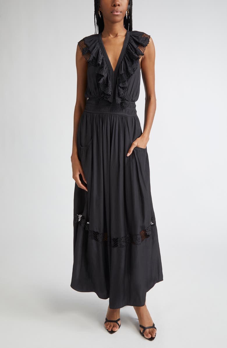 Ramy Brook Laila Ruffle Smocked Waist Maxi Dress, Main, color,