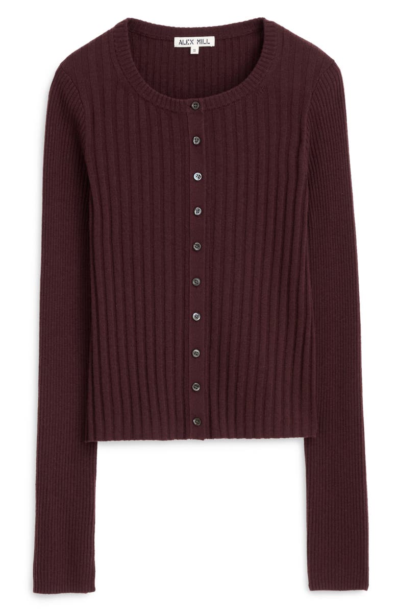 Alex Mill Rib Cardigan, Alternate, color, Mahogany