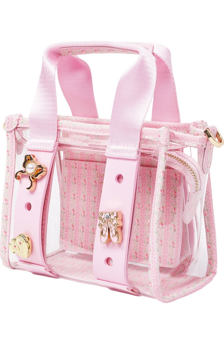 CROCS x LoveShackFancy Clear Mini Tote Crocssbody Bag With Charm details and Dust bag, Alternate, color,