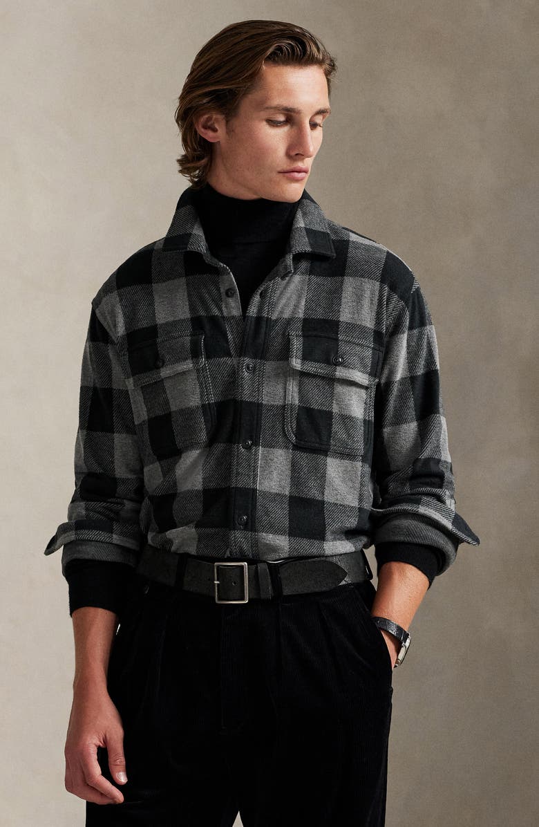Polo Ralph Lauren Buffalo Plaid Flannel Button-Up Shirt, Alternate, color, Polo Black/ Medium Flannel