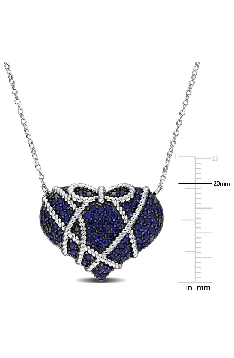 Julianna B. Lab-Created Sapphire Heart Necklace Sterling Silver, Alternate, color, Created Sapphire