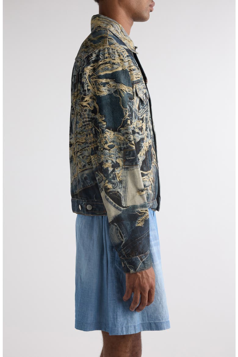 Trompe l'Oeil Print Denim Jacket, Alternate, color, MID BLUE