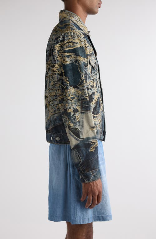 Acne Studios Rye Tlo Torn Scribble Denim Jacket In Mid Blue
