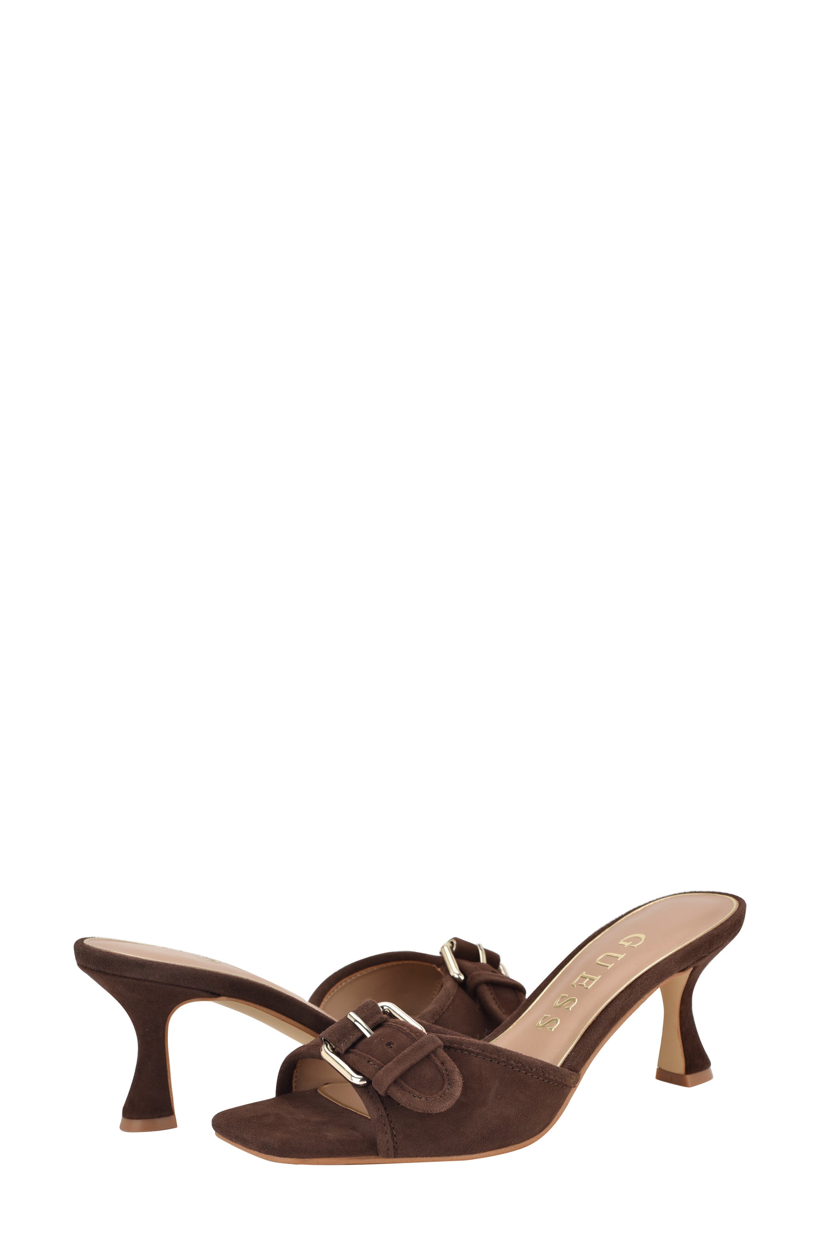 GUESS Dista Slide Sandal, Alternate, color, Dark Brown