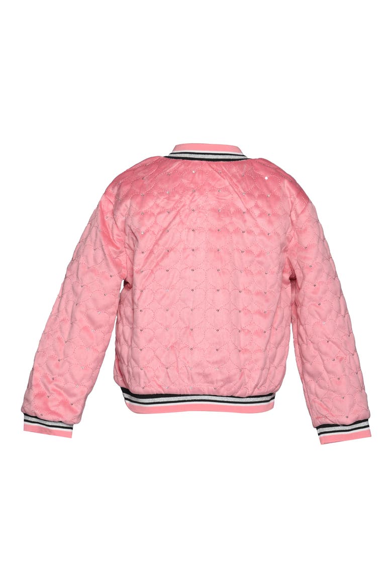 Kids' Rhinestone Detail Heart Quilted Jacket, Alternate, color, PINK